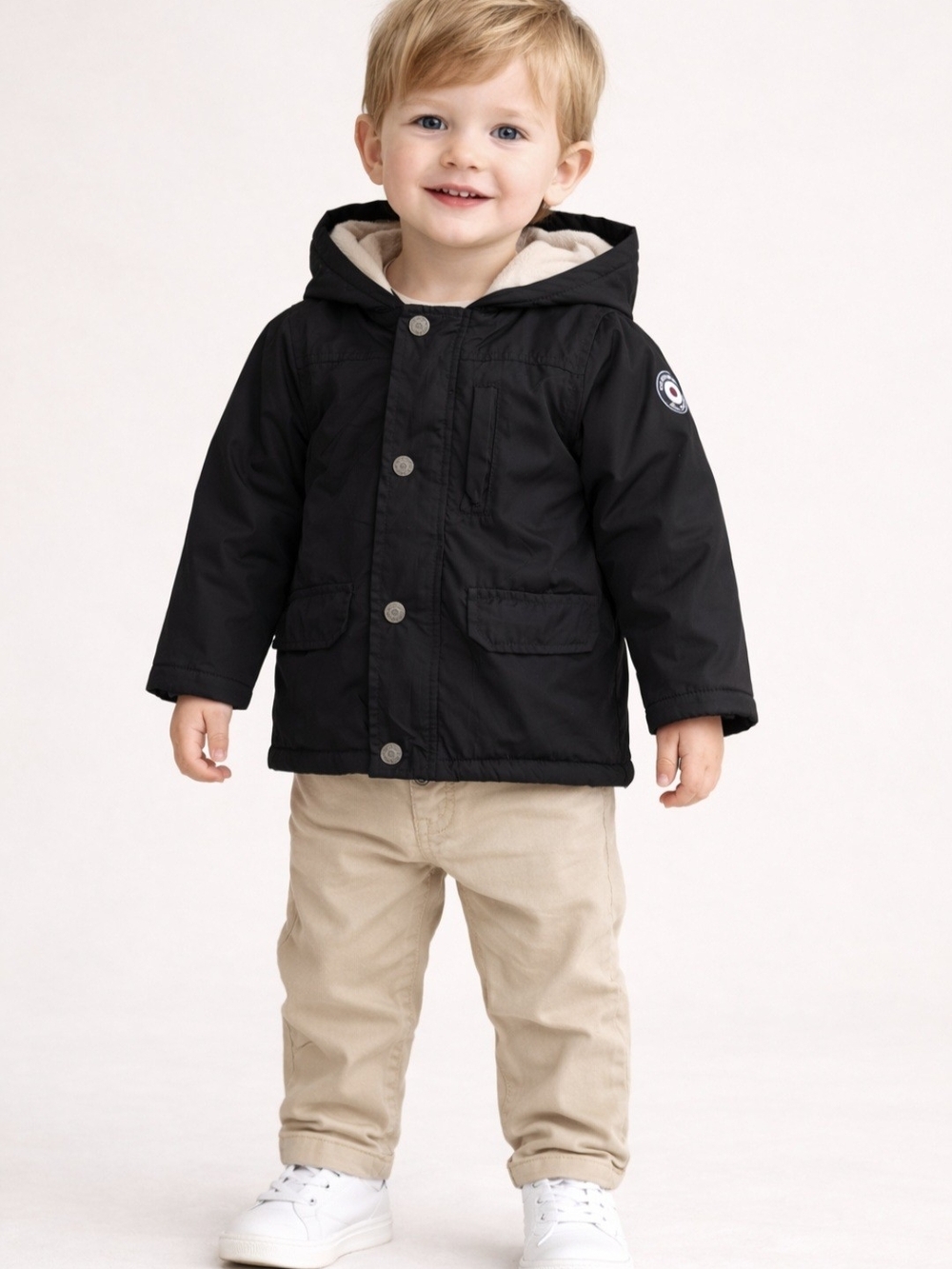 BNWT Ben Sherman Hooded Parka Jacket Black Sherpa Lined Classic British Style 2T